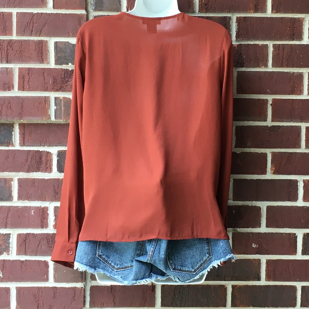 Timing Rust Color Long Sleeve Top With Keyholes - image 6